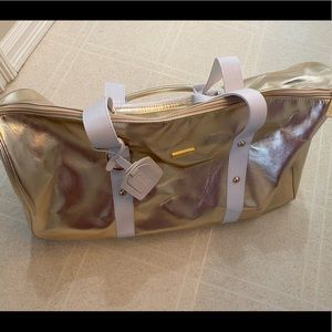 Gold and white large tote bag